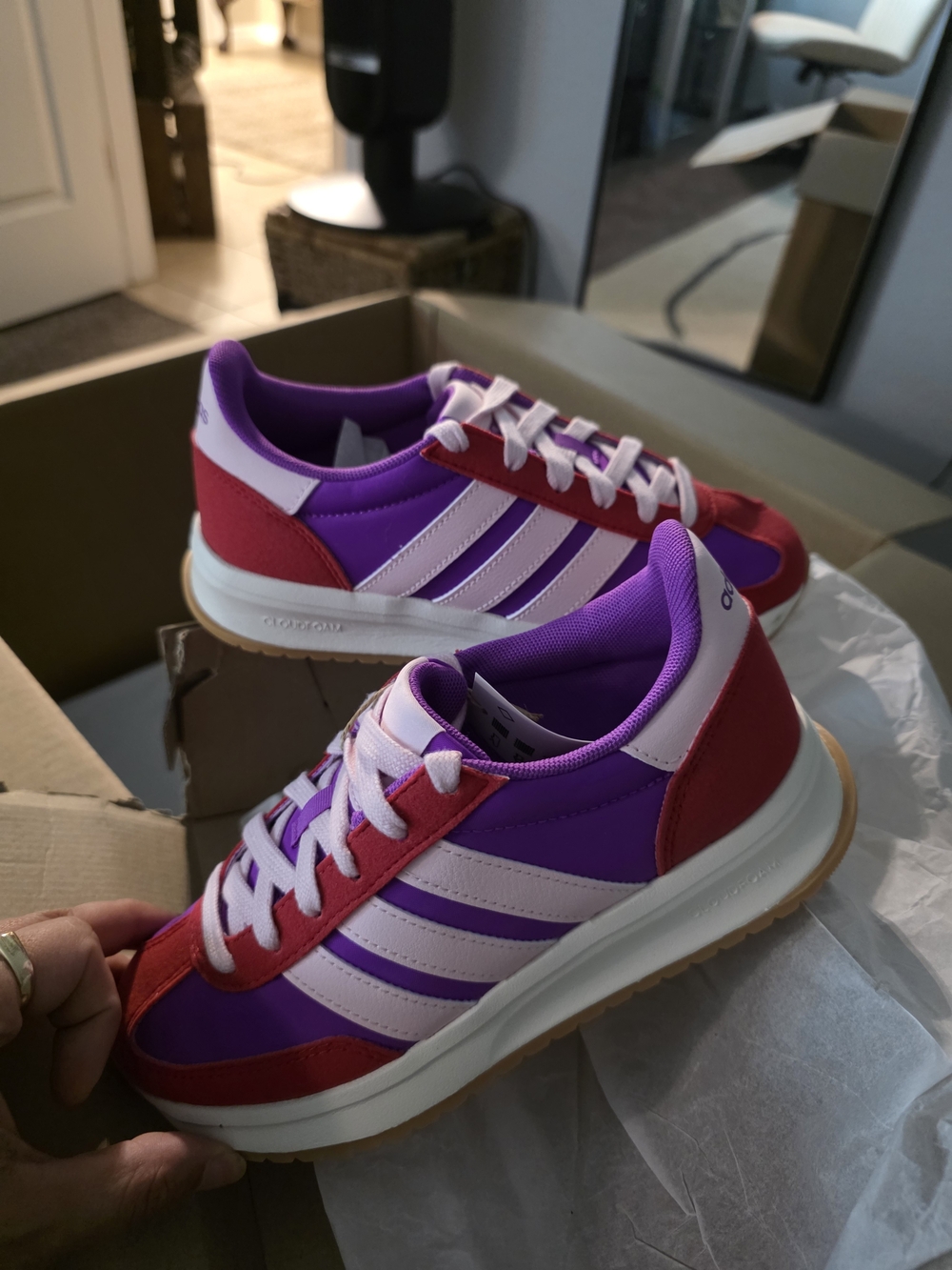 Adidas Kids 4 Retro Runner Sneakers in Purple, Pink and Red
